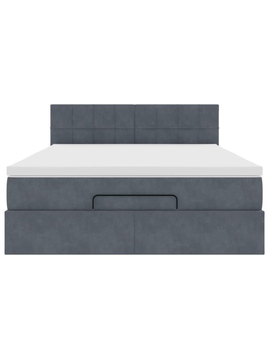 OTTOMANI VOODI MADRATSIGA JA LED, TUMEHALL, 140X190CM, SAMET