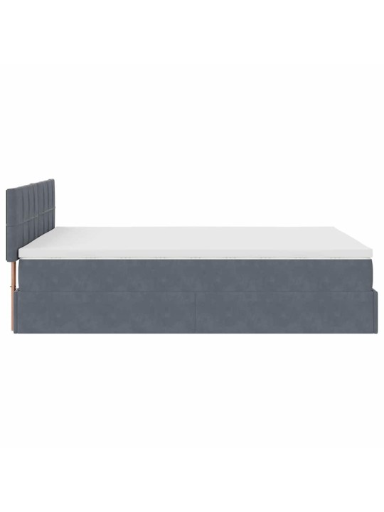 OTTOMANI VOODI MADRATSIGA JA LED, TUMEHALL, 140X190CM, SAMET