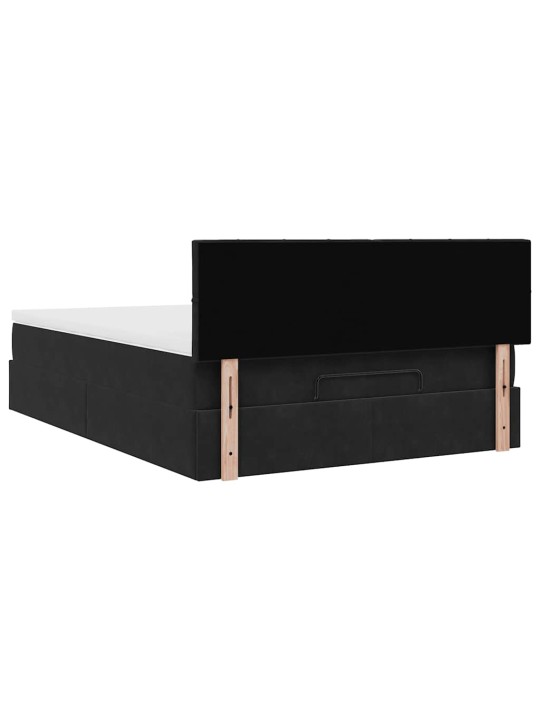 Ottomani voodi madratsiga ja led, must, 140x190cm, samet