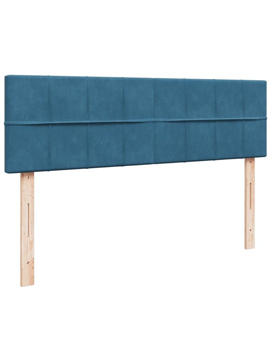 OTTOMANI VOODI MADRATSIGA JA LED, TUMESININE, 140X190CM, SAMET
