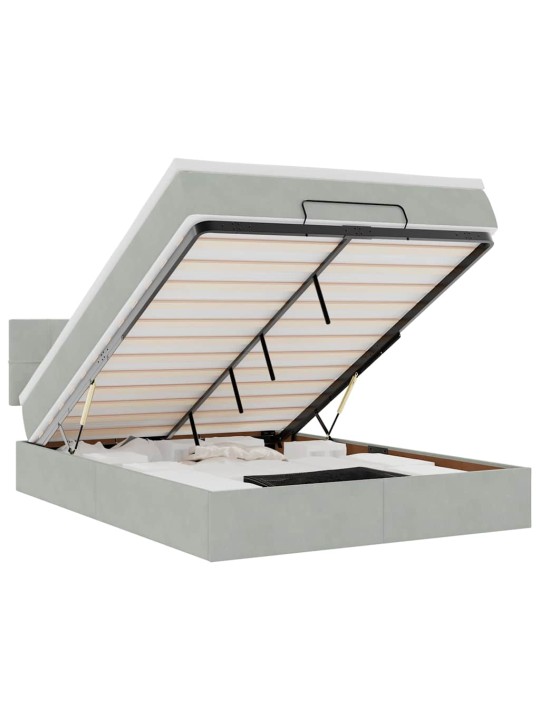 OTTOMANI VOODI MADRATSIGA JA LED, HELEHALL, 140X200 CM, SAMET