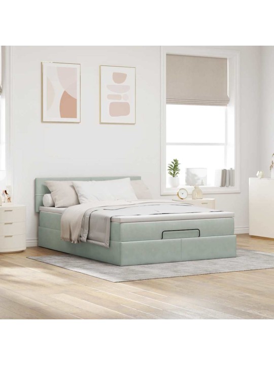 OTTOMANI VOODI MADRATSIGA JA LED, HELEHALL, 140X200 CM, SAMET