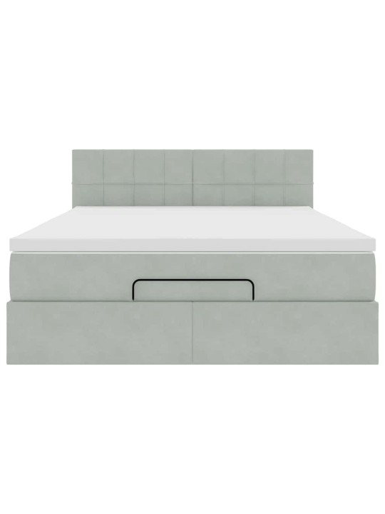 OTTOMANI VOODI MADRATSIGA JA LED, HELEHALL, 140X200 CM, SAMET
