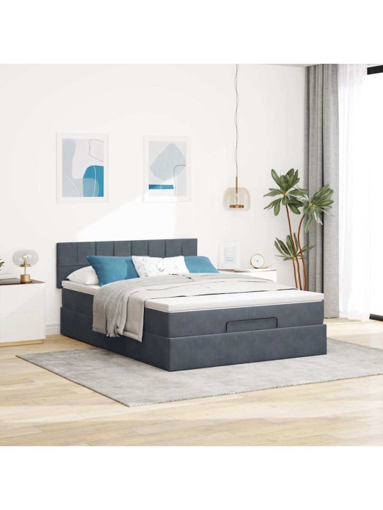 OTTOMANI VOODI MADRATSIGA JA LED, TUMEHALL, 140X200CM, SAMET