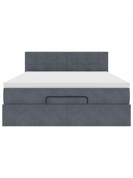 OTTOMANI VOODI MADRATSIGA JA LED, TUMEHALL, 140X200CM, SAMET
