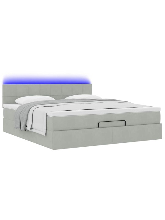 OTTOMANI VOODI MADRATSIGA JA LED, HELEHALL, 180X200CM, SAMET