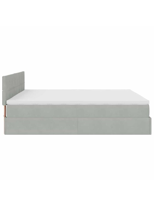 OTTOMANI VOODI MADRATSIGA JA LED, HELEHALL, 180X200CM, SAMET