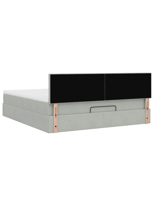 OTTOMANI VOODI MADRATSIGA JA LED, HELEHALL, 180X200CM, SAMET
