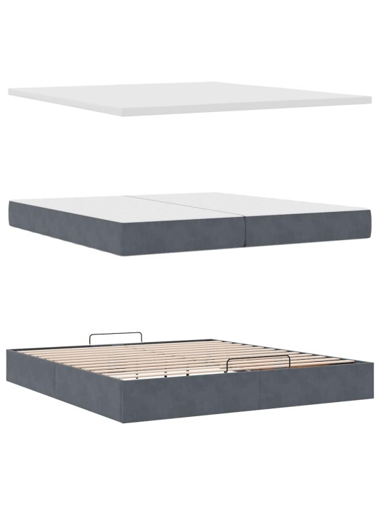 OTTOMANI VOODIRAAM MADRATSITEGA, TUMEHALL, 200X200 CM, SAMET