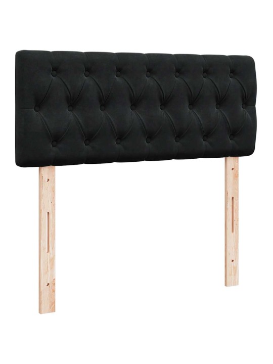 OTTOMANI VOODI MADRATSI JA LED, MUST, 120X190CM, SAMET