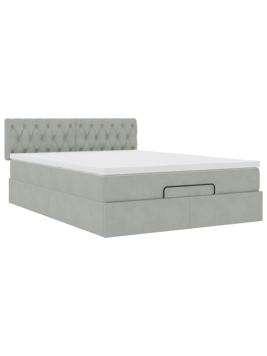 OTTOMANI VOODI MADRATSIGA JA LED, HELEHALL, 140X190CM, SAMET