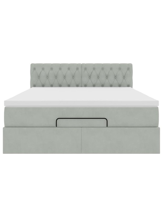 OTTOMANI VOODI MADRATSIGA JA LED, HELEHALL, 140X190CM, SAMET