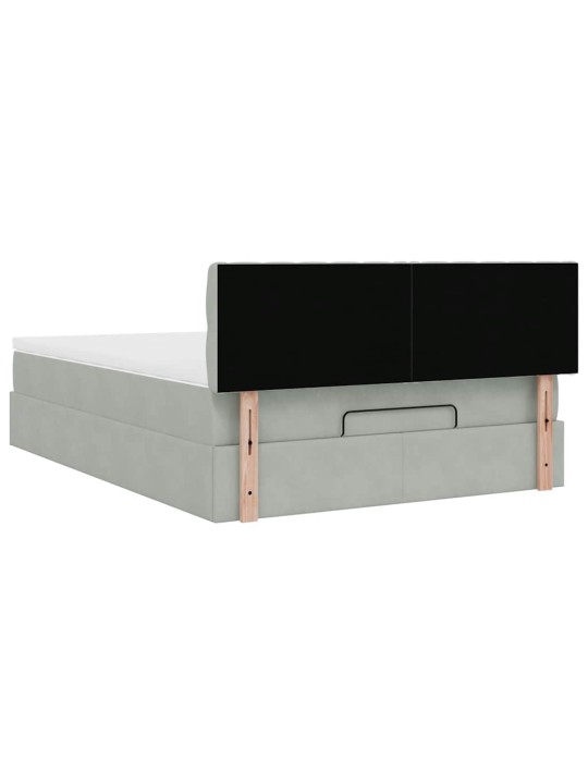 OTTOMANI VOODI MADRATSIGA JA LED, HELEHALL, 140X190CM, SAMET