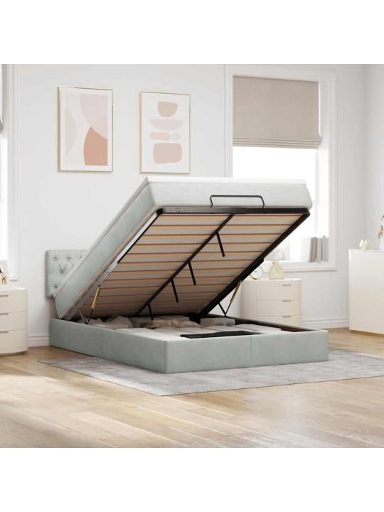 OTTOMANI VOODI MADRATSIGA JA LED, HELEHALL, 140X190CM, SAMET