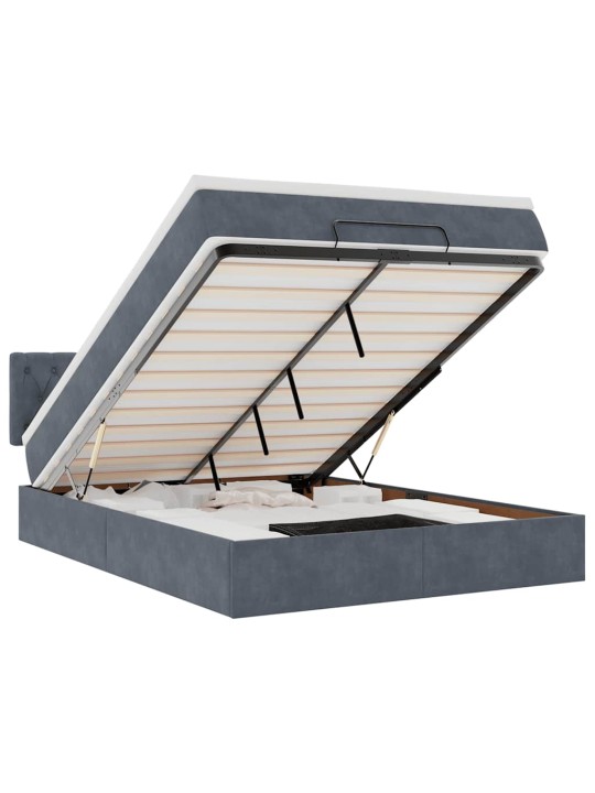 OTTOMANI VOODI MADRATSIGA JA LED, TUMEHALL, 140X190CM, SAMET