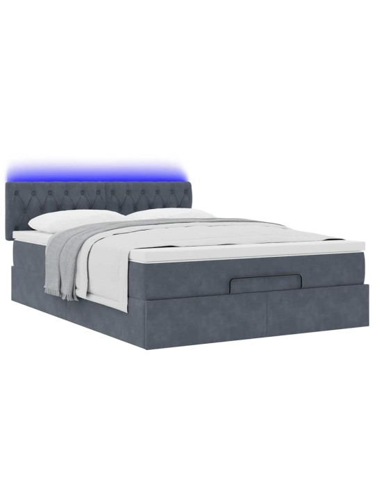 OTTOMANI VOODI MADRATSIGA JA LED, TUMEHALL, 140X190CM, SAMET
