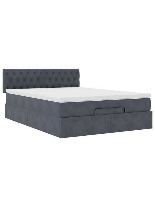 OTTOMANI VOODI MADRATSIGA JA LED, TUMEHALL, 140X190CM, SAMET