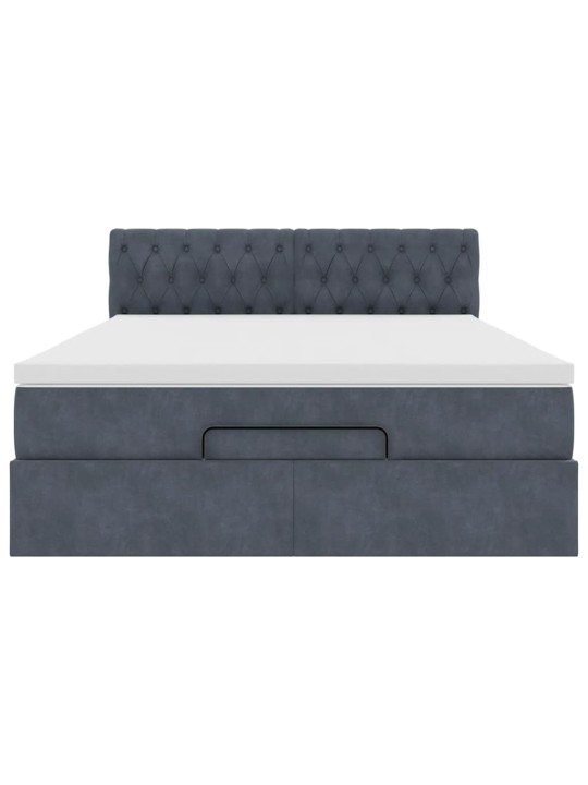OTTOMANI VOODI MADRATSIGA JA LED, TUMEHALL, 140X190CM, SAMET