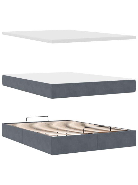 OTTOMANI VOODI MADRATSIGA JA LED, TUMEHALL, 140X190CM, SAMET