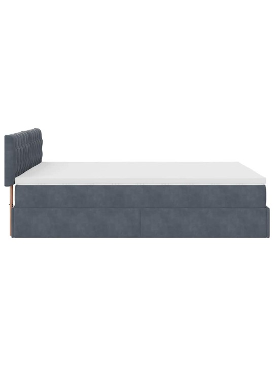 OTTOMANI VOODI MADRATSIGA JA LED, TUMEHALL, 140X190CM, SAMET