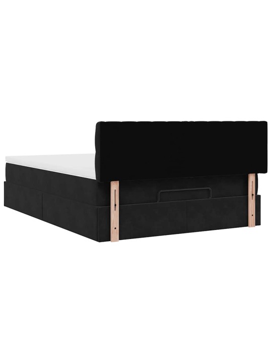 Ottomani voodi madratsiga ja led, must, 140x190cm, samet
