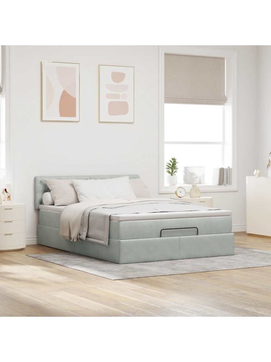 OTTOMANI VOODI MADRATSIGA JA LED, HELEHALL, 140X200 CM, SAMET