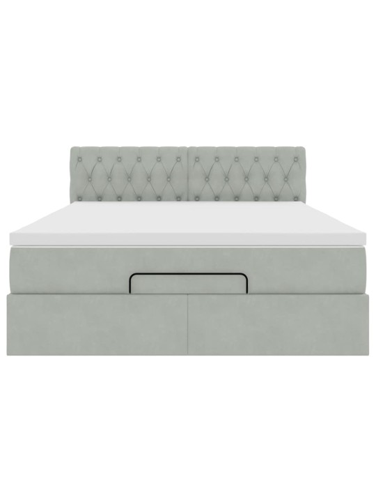 OTTOMANI VOODI MADRATSIGA JA LED, HELEHALL, 140X200 CM, SAMET