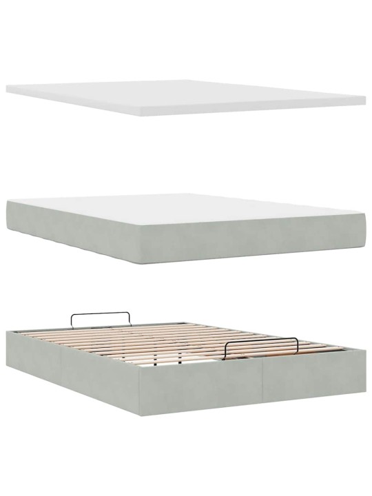 OTTOMANI VOODI MADRATSIGA JA LED, HELEHALL, 140X200 CM, SAMET