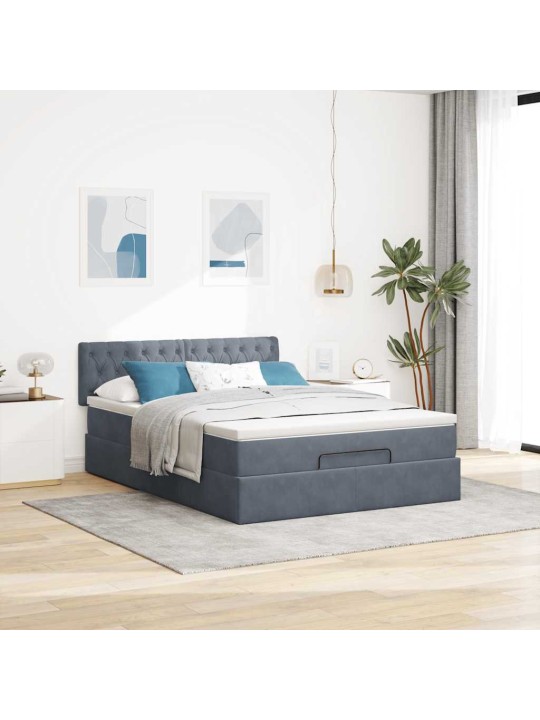 OTTOMANI VOODI MADRATSIGA JA LED, TUMEHALL, 140X200CM, SAMET