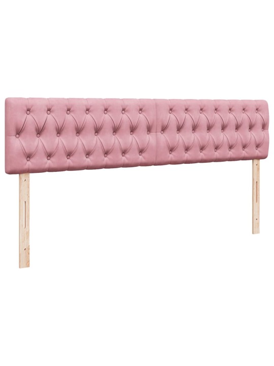 Ottomani voodi madratsi ja LED-lampidega roosa 160x200cm samet