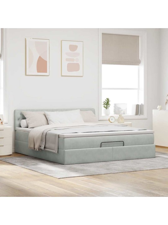 OTTOMANI VOODI MADRATSIGA JA LED, HELEHALL, 180X200CM, SAMET