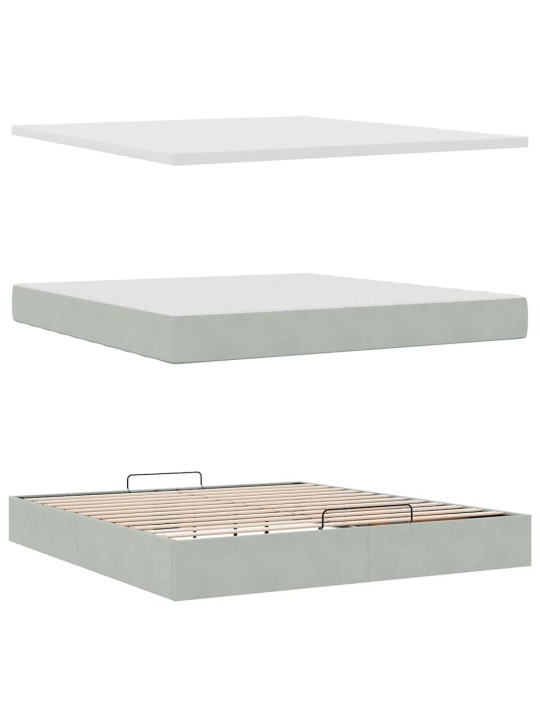OTTOMANI VOODI MADRATSIGA JA LED, HELEHALL, 180X200CM, SAMET