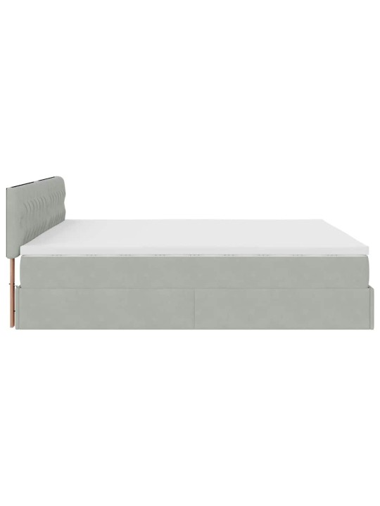 OTTOMANI VOODI MADRATSIGA JA LED, HELEHALL, 180X200CM, SAMET