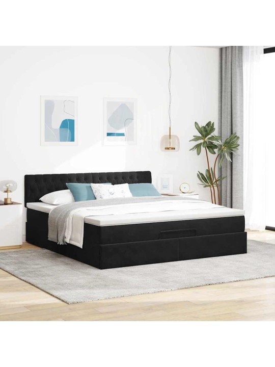 OTTOMANI VOODIRAAM MADRATSIGA, MUST, 180X200 CM, SAMET