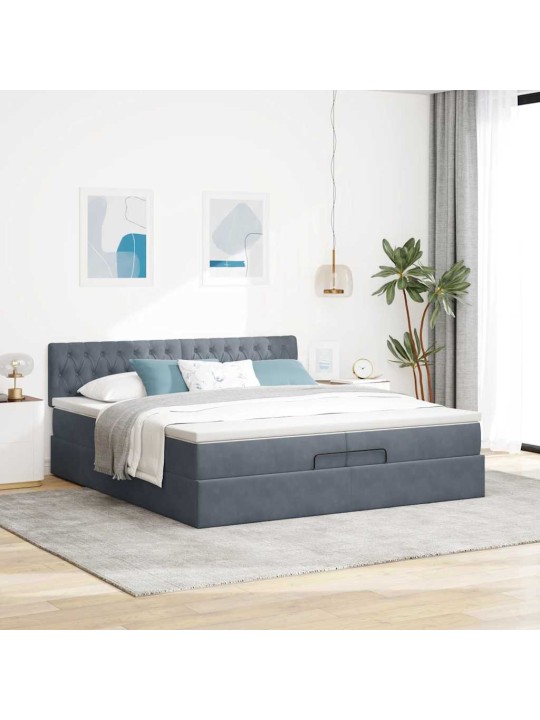 OTTOMANI VOODIRAAM MADRATSITEGA, TUMEHALL, 200X200 CM, SAMET