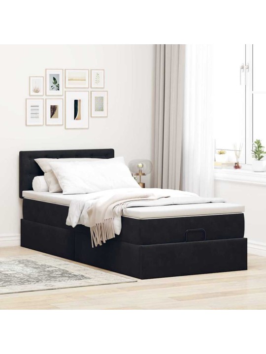 OTTOMANI VOODIRAAM MADRATSIGA, MUST, 90X190CM, SAMET