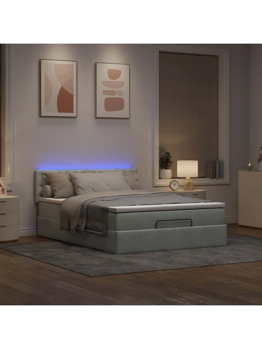 OTTOMANI VOODI MADRATSIGA JA LED, HELEHALL, 140X190CM, SAMET