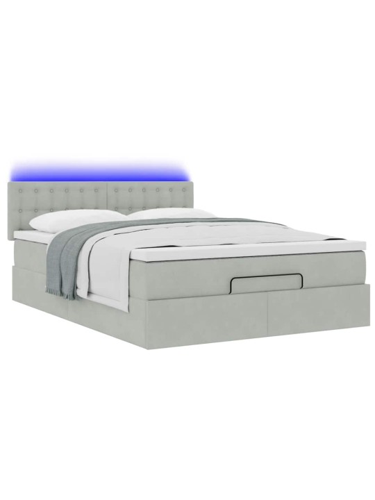 OTTOMANI VOODI MADRATSIGA JA LED, HELEHALL, 140X190CM, SAMET