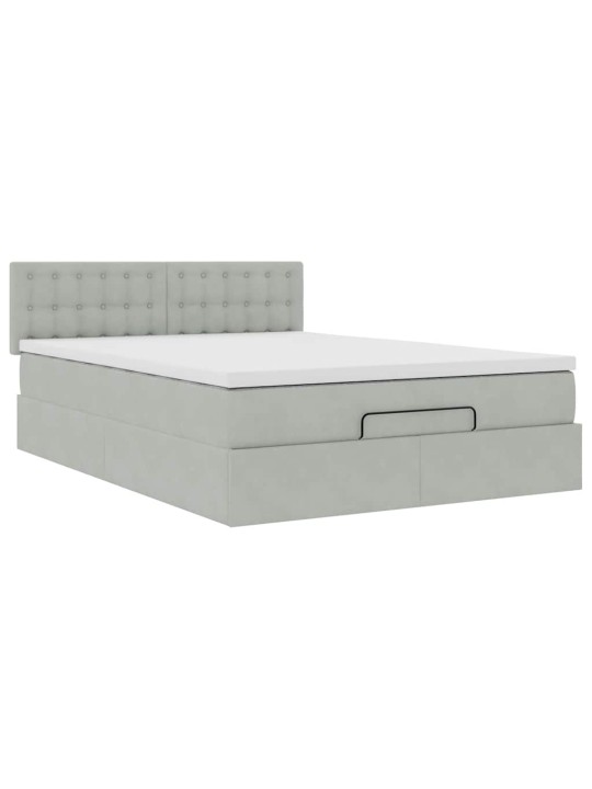 OTTOMANI VOODI MADRATSIGA JA LED, HELEHALL, 140X190CM, SAMET