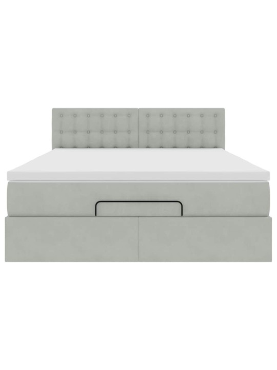 OTTOMANI VOODI MADRATSIGA JA LED, HELEHALL, 140X190CM, SAMET