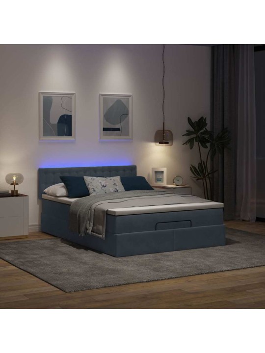 OTTOMANI VOODI MADRATSIGA JA LED, TUMEHALL, 140X190CM, SAMET