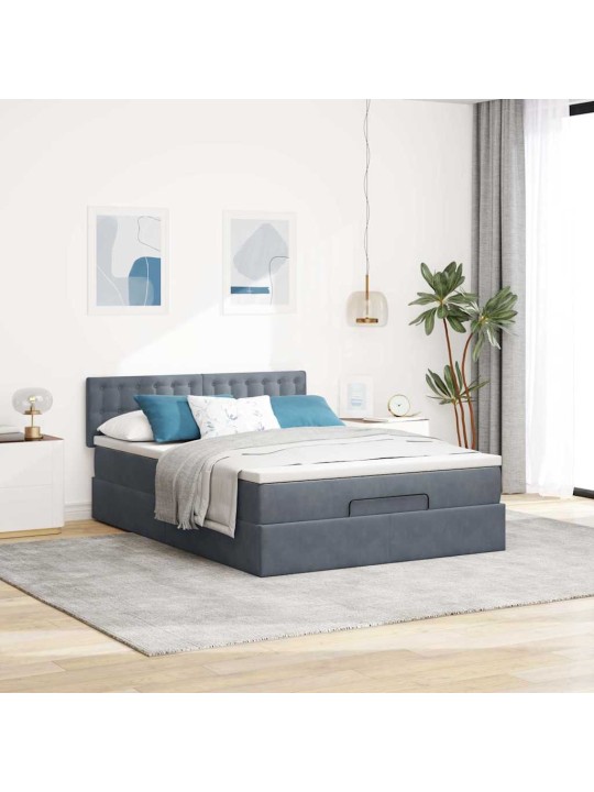 OTTOMANI VOODI MADRATSIGA JA LED, TUMEHALL, 140X190CM, SAMET