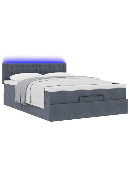 OTTOMANI VOODI MADRATSIGA JA LED, TUMEHALL, 140X190CM, SAMET