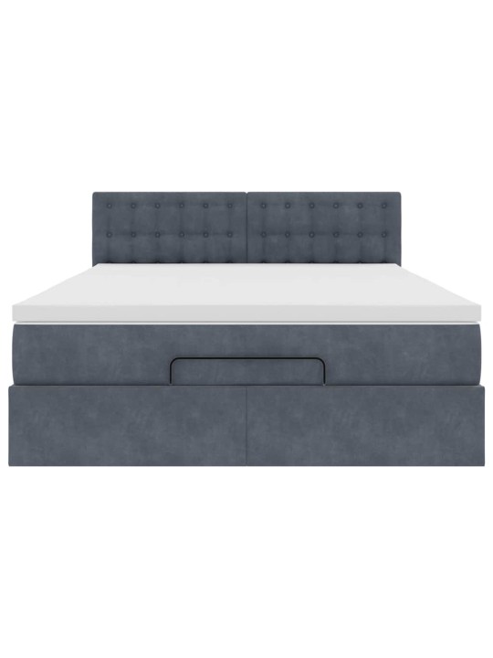 OTTOMANI VOODI MADRATSIGA JA LED, TUMEHALL, 140X190CM, SAMET