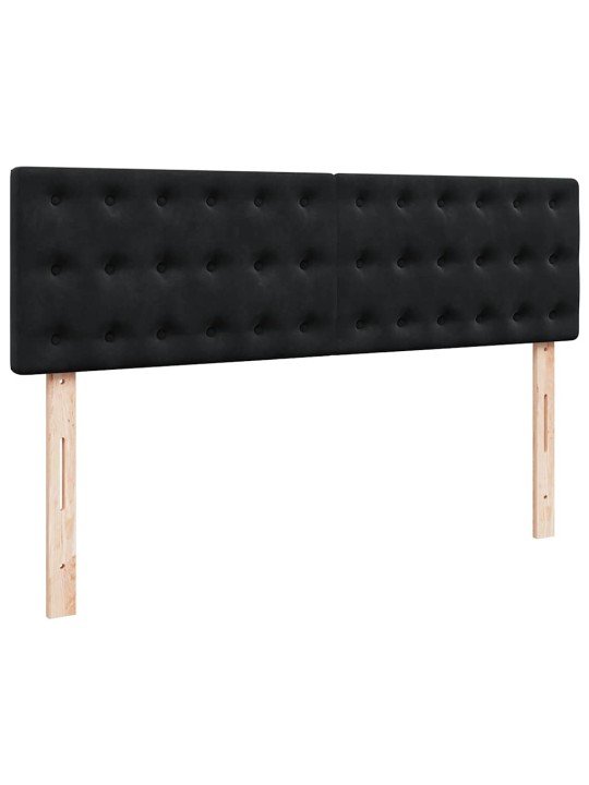 Ottomani voodi madratsiga ja led, must, 140x190cm, samet