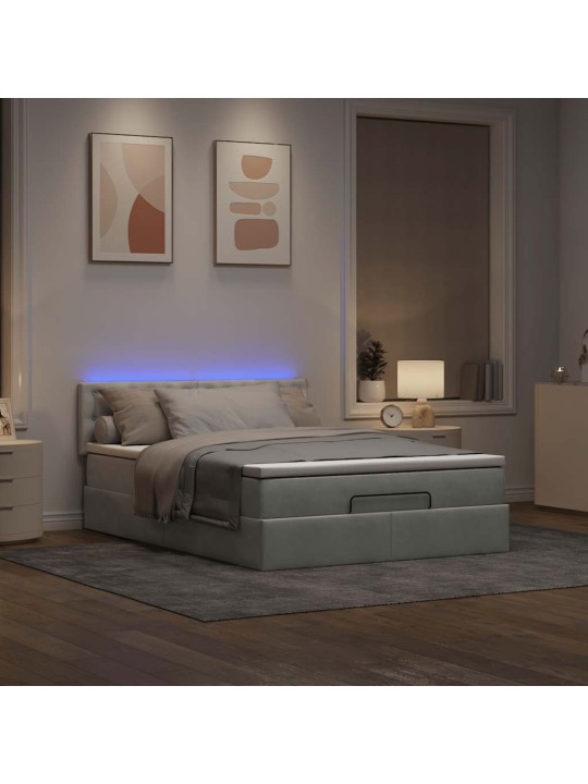 OTTOMANI VOODI MADRATSIGA JA LED, HELEHALL, 140X200 CM, SAMET
