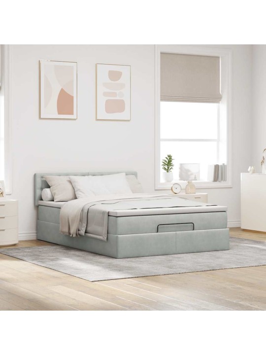 OTTOMANI VOODI MADRATSIGA JA LED, HELEHALL, 140X200 CM, SAMET