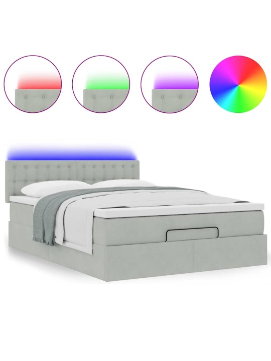 OTTOMANI VOODI MADRATSIGA JA LED, HELEHALL, 140X200 CM, SAMET