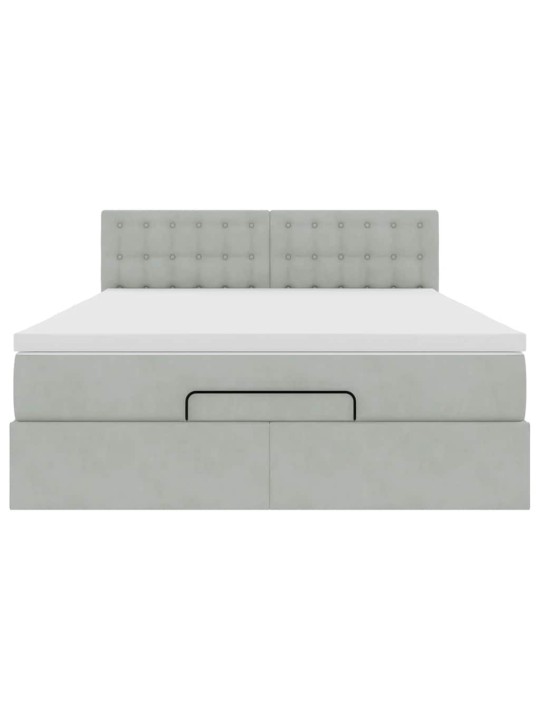 OTTOMANI VOODI MADRATSIGA JA LED, HELEHALL, 140X200 CM, SAMET