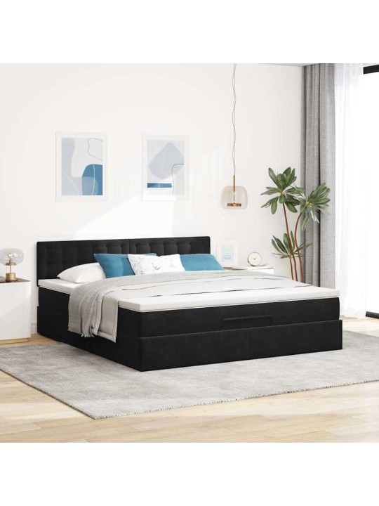 OTTOMANI VOODIRAAM MADRATSIGA, MUST, 160X200 CM, SAMET